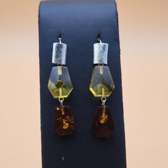 Sterling Silver Faux Amber Handmade Earrings A5763 - Picture 1 of 6